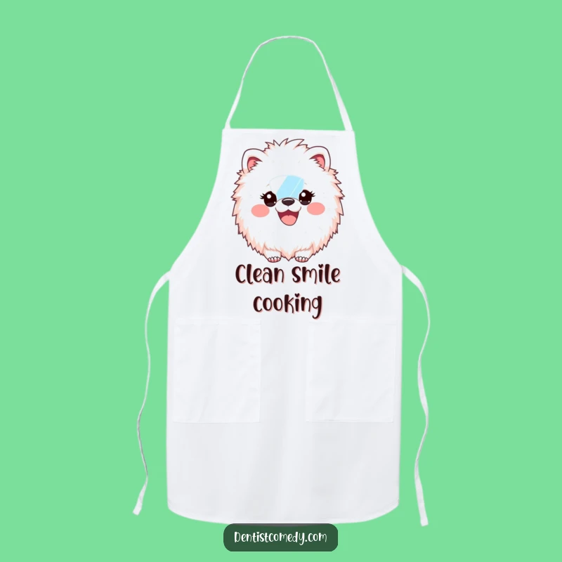 Funny Fluffy Animal Dentist Apron - Whimsical Dental Mirror Smile Kitchen Gift