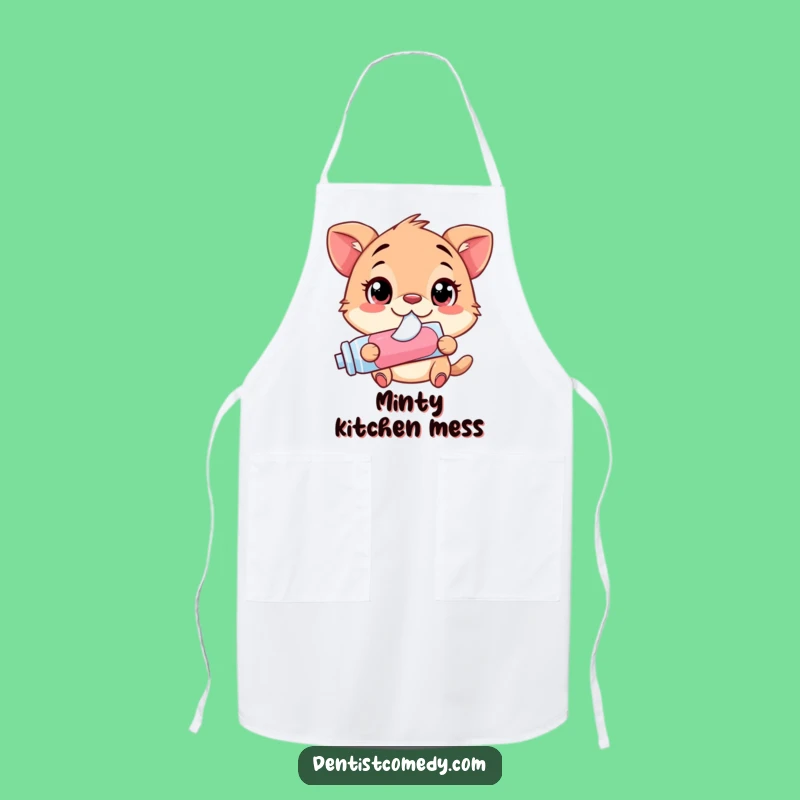 Funny Wide-Eyed Animal Toothpaste Apron - Whimsical Squirting Expression Kitchen Gift