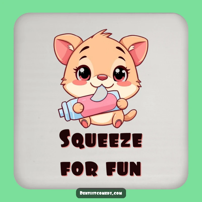 Funny Wide-Eyed Animal Toothpaste Drink Coaster - Protective Squirting Expression Decor