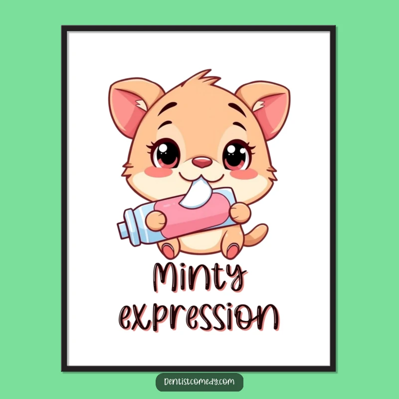 Funny Wide-Eyed Animal Toothpaste Poster - Vibrant Squirting Expression Wall Art