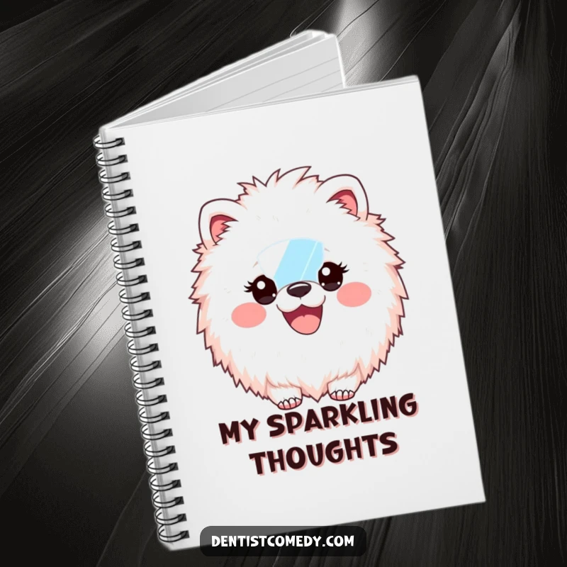 Funny Notebook: Fluffy animal dentist with a dental mirror, sporting a gigantic, beaming smile, ready to record your thoughts.