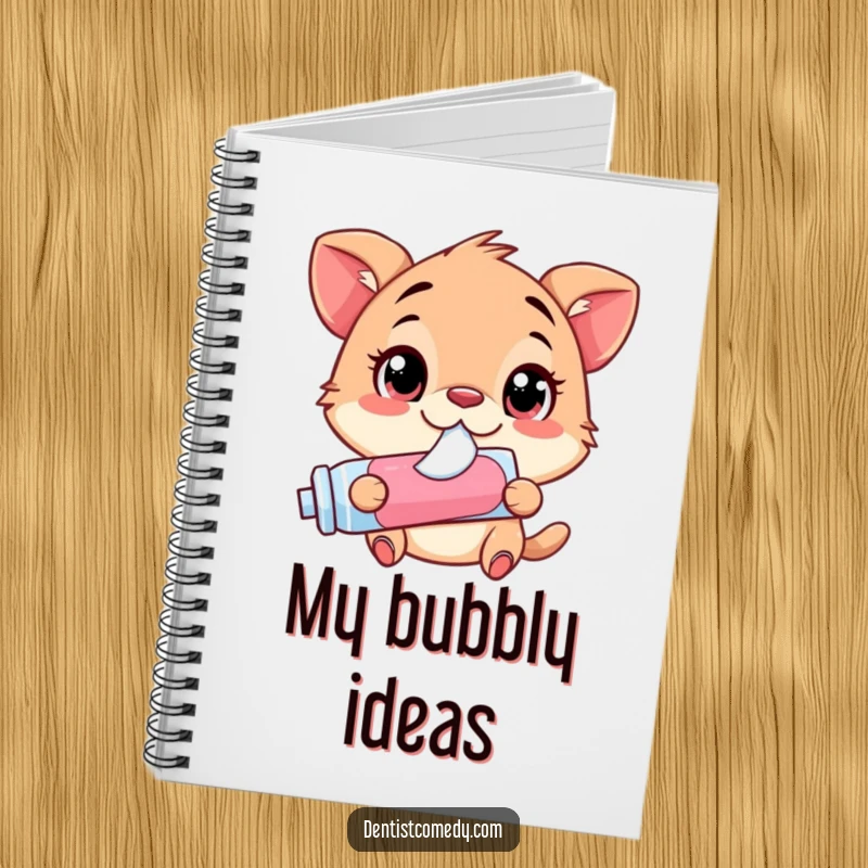 Funny Notebook: Animal with wide eyes, gleefully squirting toothpaste from a tube, ready to capture your notes.